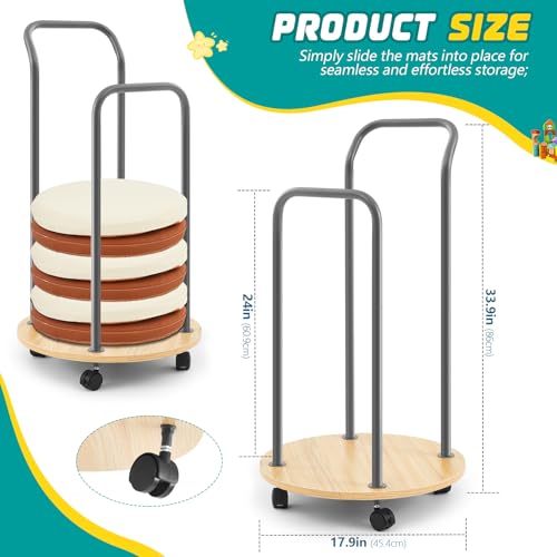 Mobile Cushion Cart Storage Trolley Classroom Desk Cart with Heavy Duty Rolling and Locking Casters for Toddler Preschool Classroom Rest Mat Trolley Cushions