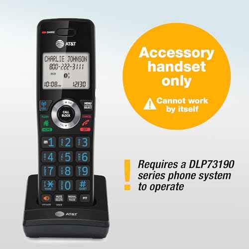 AT&T Additional Cordless Phone Handset with Long Range, Conference, Intercom, Speakerphone, One-Touch Call Block, Caller ID, Bluetooth Connect to Cell, Compatible with DLP73X90 Series: DLP70090