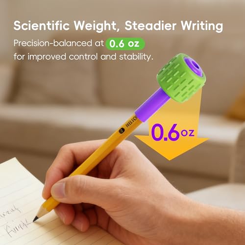 ELETIUO 4 in 1 Sensory Fidget Pencil Topper with Textured Spinners - Red+Blue, Blue+Yellow, Yellow+Orange, Green+Purple - Stress Relief & Focus Tool for ADHD & Autism
