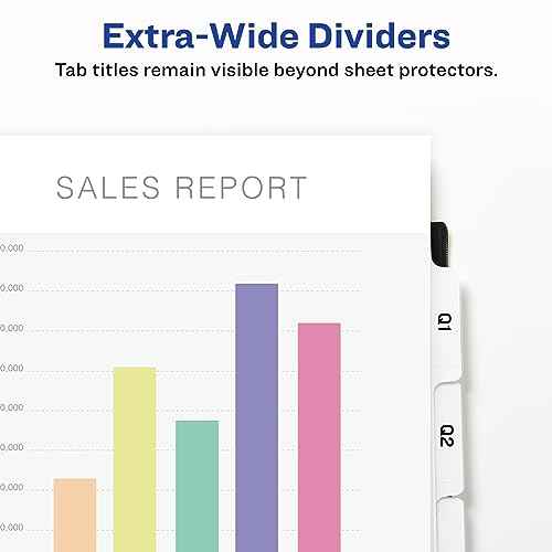 Avery 5-Tab Extra Wide Binder Dividers, Easy Print & Apply Clear Label Strip, Index Maker,White, 5 Sets (11440)