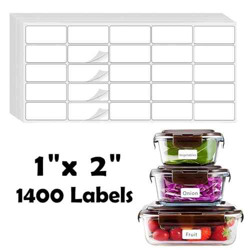 1400Pcs 1"x2" Blank Removable Freezer Labels, No Residue Food Labels, Waterproof & Oil-Resistant & Tear-Resistant Stickers for Food Containers, Jars, Pantry Organization