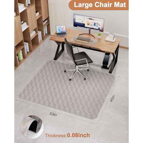 Blvornl Large Office Chair Mat for Hardwood Floor, Rolling Chair Chair Mat for Hard Wood, Large Anti-Slip Hard Floor Protector, Heavy Duty Computer Desk Rug for Office and Home 53"*45"