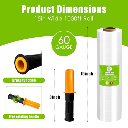 Cosy Family Plastic Wrap Stretch Film Roll - 1000ft 60 Gauge