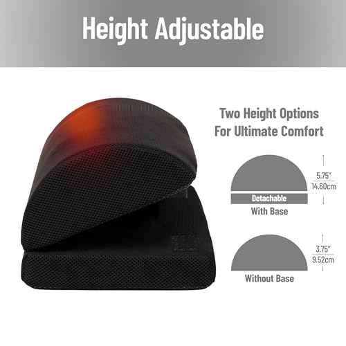 Mind Reader Heated Memory Foam Footrest, Under Desk Ergonomic Support with 4 Heat Settings, Timer & Auto Shut-Off, Adjustable Height, Black