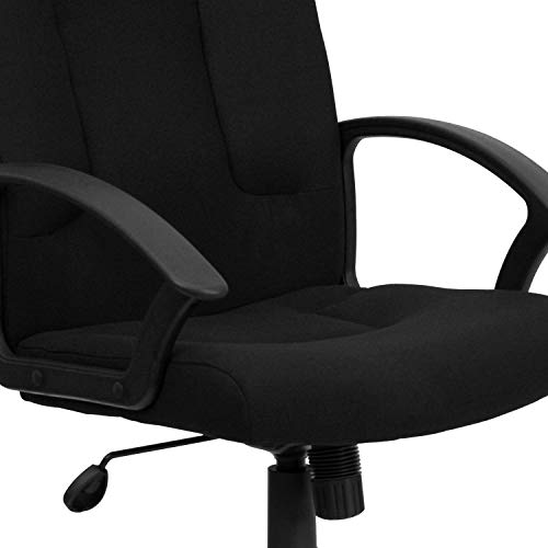 Flash Furniture Garver Mid-Back Black Fabric Executive Swivel Office Chair with Nylon Arms