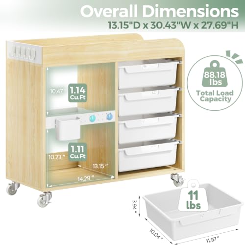 SYKIARIOL White 4-Drawer Rolling Craft Cart with Labels & Hooks