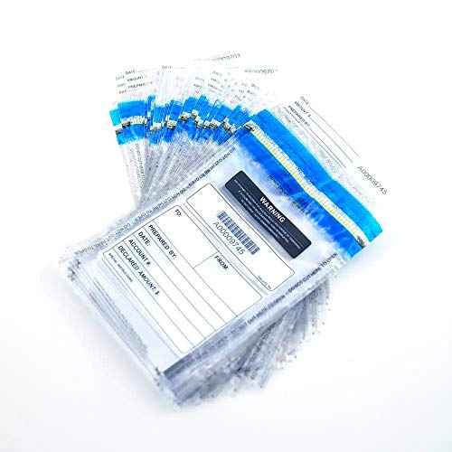 Clear Deposit Bags, Tamper-Evident Bags, Security Bank Pocket, 6 x 9 Inches (200)