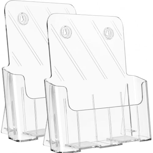 KTRIO Acrylic Brochure Holder 8.5 x 11 Inches, Clear Display Stand, 2 Pack