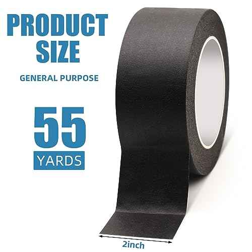 Masking Tape 2 Inch Wide, Black Painters Tape, Multi - Use Tape for Home Wall Painting, Building, School Stationery, Labeling, Edge Finishing, 2 Inches x 55 Yards