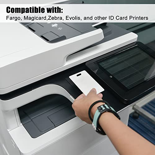 Tinlade 500 Pcs White CR80 PVC Cards with Slot Punch on Short Side Vertical Slot Punch Card Blank Plastic Photo ID PVC for Business Office, Standard 30Mil Size