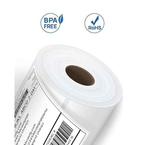 POLONO Genuine 4"x6" Direct Thermal Shipping Label, Perforated Postage Shipping Labels Compatible with POLONO PL60, PL70E and PL420 Label Printer, Permanent Adhesive, Commercial Grade, 880 Pack/4 Roll