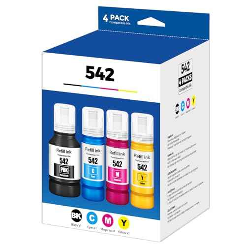542 Ink Refill Bottles ET-5150 ET-5850 ET-5170 ET-16650 Ink Refill Ink 542 4 Pack Ink 542 Compatible for ET 5150 ET 5850 ET-5800 ET 5170 ET-16600 ET-5180 ST-C8000 ST-C8000 ST-C5000 ST-C8090 ET5150