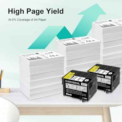 Remanufactured T223 XL Ink Cartridge, T223XL120 Black Ink, T223XL 223XL Ink, Replacements for Workforce WF-M1030 WF-M1560 WF M1030 WF M1560 Printer (2 Pack)