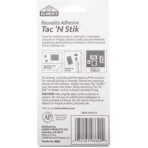 Elmer's Tac 'N Stik Reusable Adhesive, 2 Ounce - Pack of 12