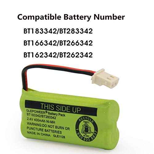 BT183342/BT283342 2.4V 400mAh Ni-MH Battery Pack, Also Compatible with Cordless Phone Batteries BT166342/BT266342 BT162342/BT262342 CS6709 CS6609 CS6509 CS6409 EL52100 EL50003(3 Pack)