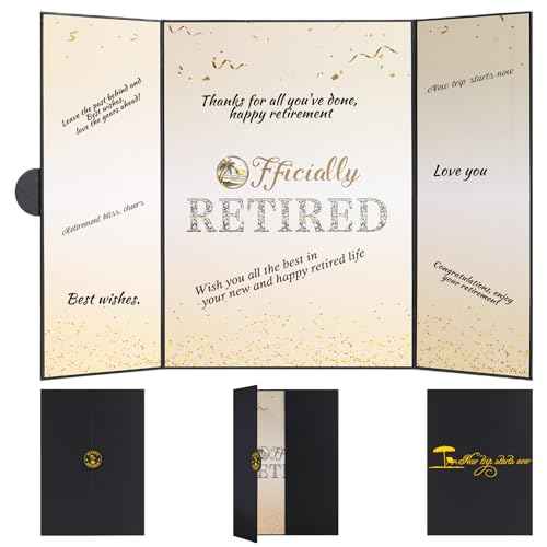Retirement Party Decorations Large Retird Card Signing Black Gold Happy Retirement Guest Book Creative retirement Card for Men Women