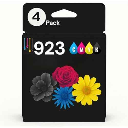 AMAZINK 4 Pack Ink Cartridge Compatible for 923XL 923. Includes Black, Cyan, Magenta and Yellow Cartridges. 923e Works with Printers OfficeJet 8120, 8130, OfficeJet Pro 8135e, 8138e, 8122e.