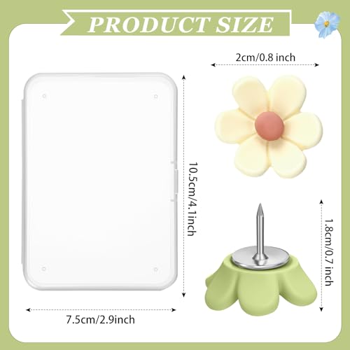 Sawysine Flower Push Pins 60Pcs with Storage Box - Coffee Beige Green