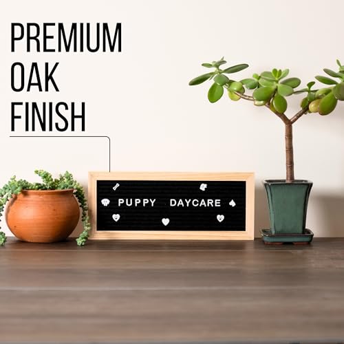 Small Letter Board | 12"x5" Mini Black Felt Classy Wooden Frame with White Letters | Premium Changeable Sign Boards for Home Decor Motivational Quotes Baby Announcement Price List Message Letterboard