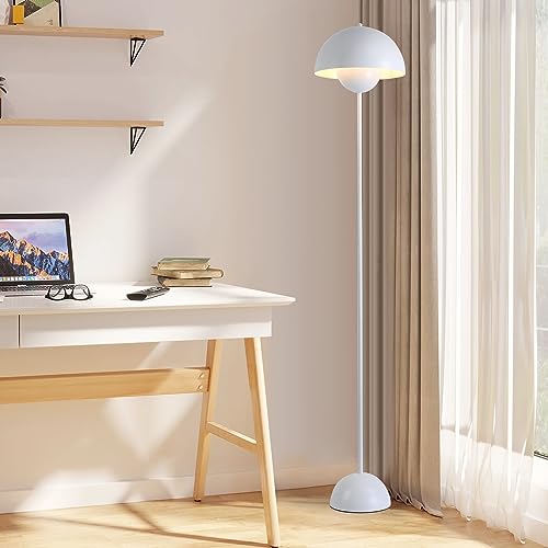 Mid Century Tall Standing Floor Lamp, White Bud Modern Bright Floor Lamps for Living Rooms & Bedrooms, Lighting Lamp Metal Floor Lights for Corner illumination-E26 Socket(No Bulb)