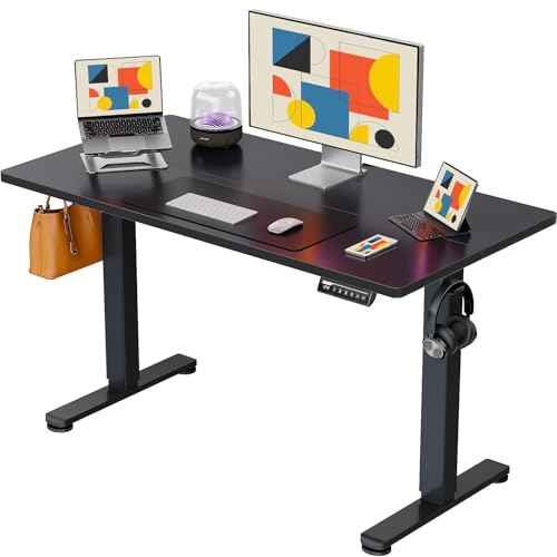 ErGear Electric Standing Desk, 44 x 24 Inches Height Adjustable Stand up Desk, Sit Stand Home Office Desk, with Two-Piece Desktop (Black)