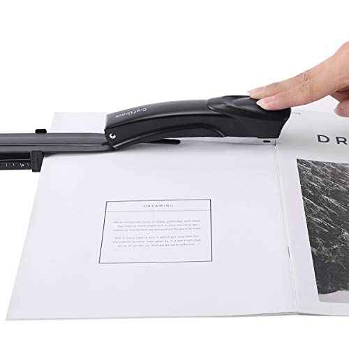 Long Reach Stapler,with 2000 Staples & Stapler Remover Full Strip£¬20-25 Sheet Capacity,with Built-in Ruler and Adjustable Locking Paper Guide, Black