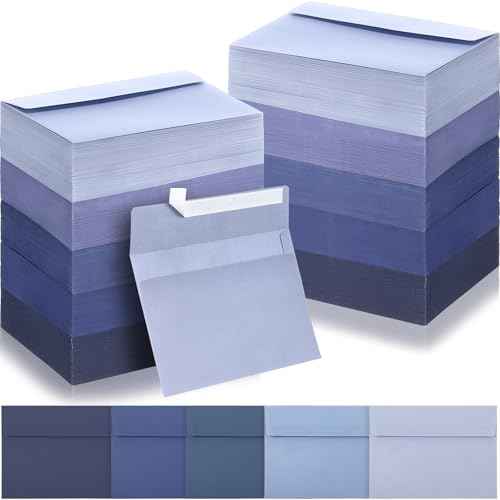 Zhanmai 400 Pack A7 Envelopes Bulk for Invitation 5 x 7 Self Adhesive Envelopes Gradient Colored for Gift Cards, Wedding, Greeting Letters, Mother's, Birthday Party 5.25 x 7.25 in, 120 GSM(Blue)