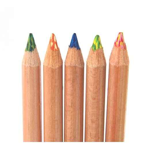 Koh-I-Noor Tri-Tone Multi-Colored Pencil Set, 24 Assorted Colors in Tin and Blister-Carded (FA33TIN24BC)