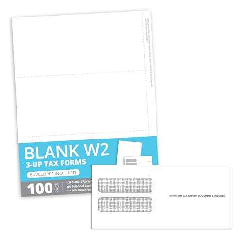 Blue Summit Blank W2 3 Up Tax Forms 2025, W2 Perforated Paper 100 Employee Sets, Ideal for E-Filing, Compatible with Quickbooks and Laser or Inkjet Printers, 100 Sheets and Self Seal Envelopes