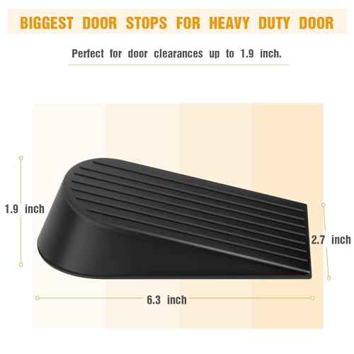 8 Pack Black Extra Large Door Stopper, High 1.9 inches Big, Prevents Door Gaps & Lock-Outs, Heavy Duty, Sturdy Rubber Stop Wedge