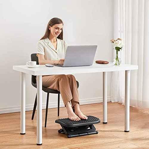 HUANUO Adjustable Desk Footrest, Foot Rest for Under Desk at Work with Massage, Adjustable Foot Stool with 3 Height Position & 30 Degree Tilt Angle Adjustment for Home, Office