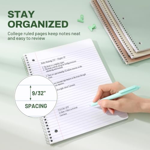 Aesthetic 3-Pack Spiral Notebooks for School, College Ruled, 8x10.5"