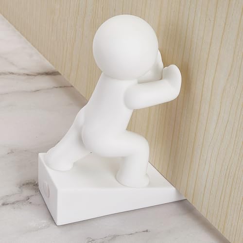 Omoojee White Cute Door Stopper Wedge - Non-Slip Bottom of Door, Keeps Doors Open for Kids & Pets, 1 Pack