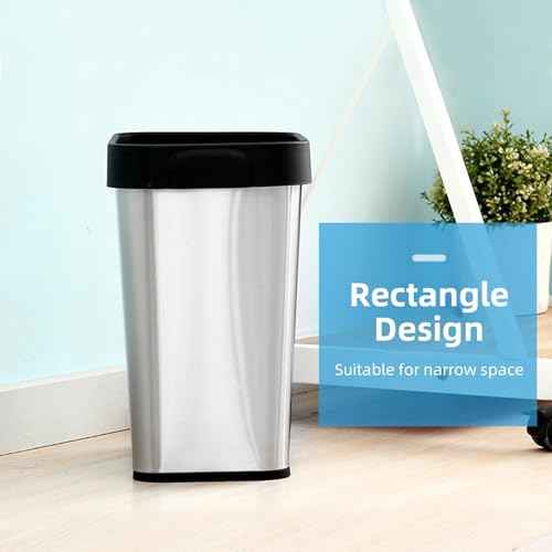 2 Pack Stainless Steel Trash Can 2 Gallon, Open Top Trash Can, 7" x 10" x 11", Rectangle Rubbish Bin, Slim and Narrow, No Lid Small Wastebasketfor Kitchen, Bathroom, Living Room, Office
