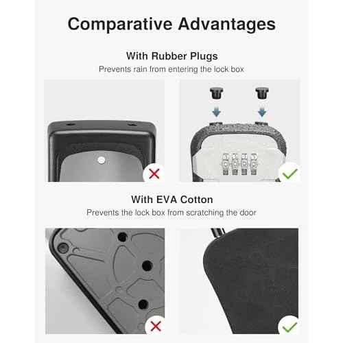 Puroma Lock Box, Key Lock Box Wall Mount & Portable Combination Lockbox with Resettable Code, Security Lockbox for Outside House Keys, Apartment Realtors Spare Keys Storage (2 Packs, Gray)