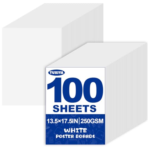 TUXIYA 100 Pack White Poster Boards 13.5x17.5 Inches Heavy-Weight Cardstock