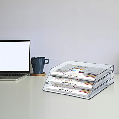 Acrimet Clear Crystal Horizontal Triple File Folder Organizer, Letter Size