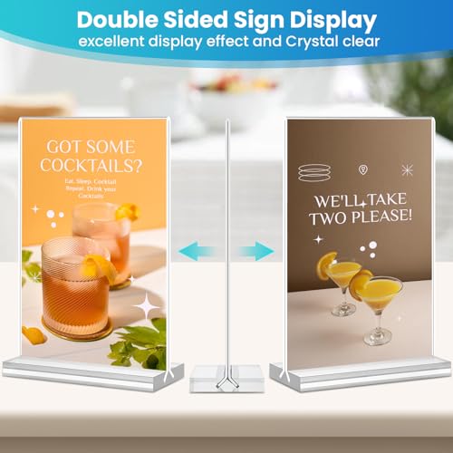 HRSDEIE 15-Pack 4x6 Acrylic Sign Holders Double Sided Vertical Display Stand