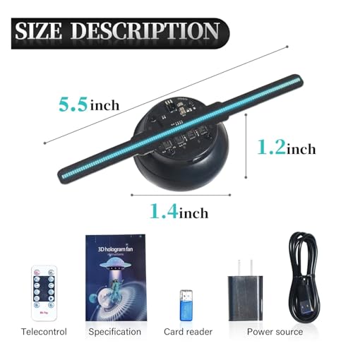 5.5in 3D Hologram Fan with 128 LED Beads HD Flicker-Free Projection