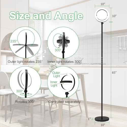 36W Bright LED Floor Lamp for Living Room with Remote, 75.5 Inch Tall Stepless Dimmable Standing Lamp for Office, Torchiere Floor Lamp with 2 Rotatable Lights 1900K-6500K for Bedroom