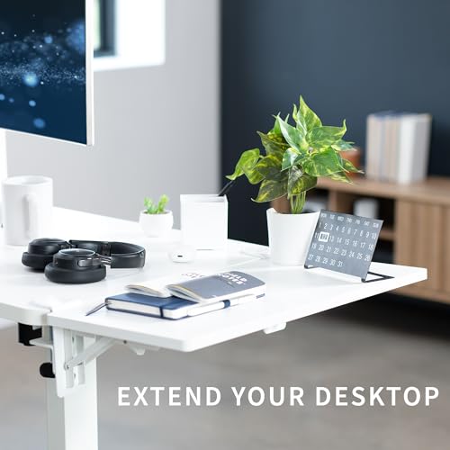 VIVO Clamp-on 24 x 12 inch Foldable Desk Extender, Wrist Support Arm Rest, Office Keyboard Tray, Side Table Extension Attachment, White, DESK-EXT24W
