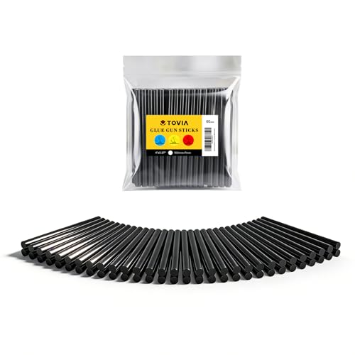 T TOVIA Black Mini Glue Sticks 0.27” x 4” - 60 Pack, All Temperature