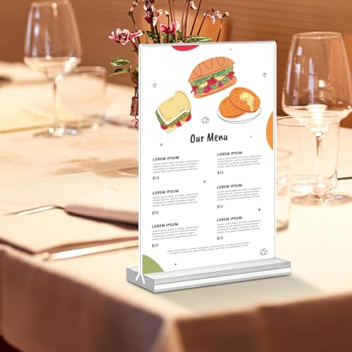 HRSDEIE 15-Pack 4x6 Acrylic Sign Holders Double Sided Vertical Display Stand