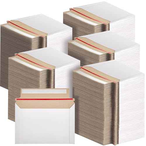 200 Pcs 6.5 x 4.5 Inch Rigid Photo Mailers with Self-Adhesive, White Cardboard Card Shipping Envelopes Bulk for Document