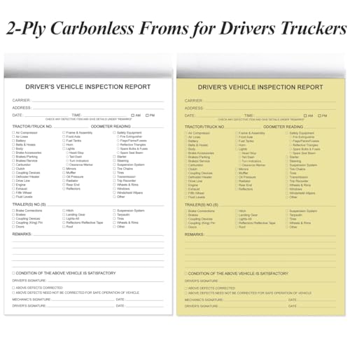 (50-Pack) Yaridar DVIR Vehicle Inspection Report Books, 31 Sets Each, 2-Ply Carbonless, 5.8 x 8.3 in