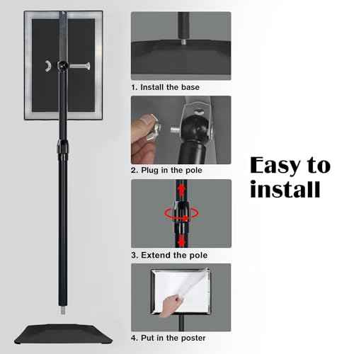 Adjustable Sign Stand for Display, with Upgraded Iron Base, Pedestal Floor Signage Stand Holder for Outdoor or Indoor Advertising (8.5 x 11, Black)