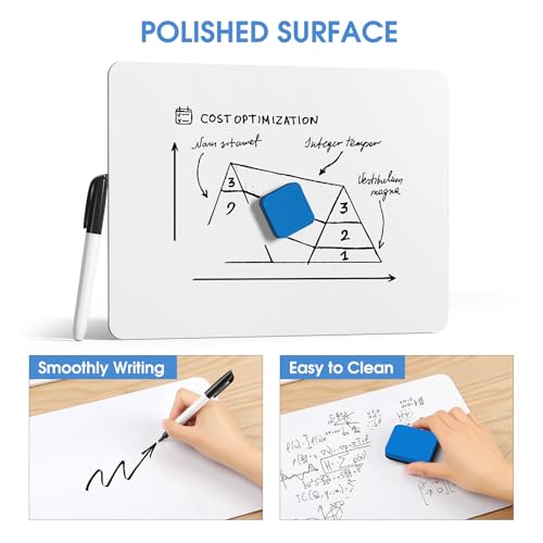 MaxGear Small White Board 24 Pack Dry Erase Boards, 9''x 12'' Mini Whiteboard Double Sided Portable Whiteboards for Students and Teachers School Supplies Lapboards Including 24 Markers and 24 Erasers