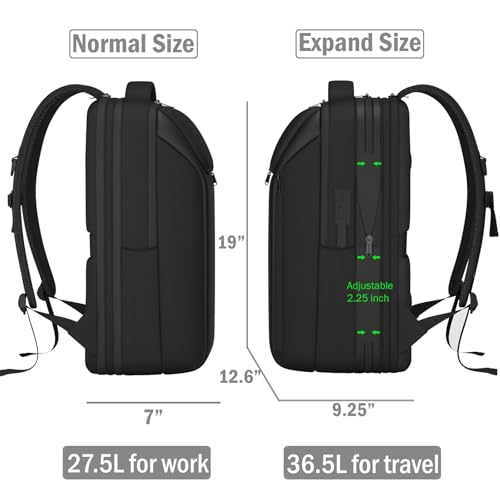 Expandable Travel Backpack, Business Laptop Backpack,TSA-Flight Approved Backpack with USB Charging Port fit 17.3 Inch Laptop for Men Women