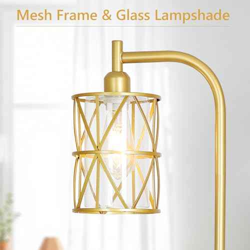 Floor Lamps for Living Room£¬Gold Standing Lamp with Clear Glass Lampshade and Metal Frame£¬Industrial Standing Floor Lamp for Bedroom£¬Modern Tall Lamp for Office, Study Room Corner£¨LED Bulb Included£©