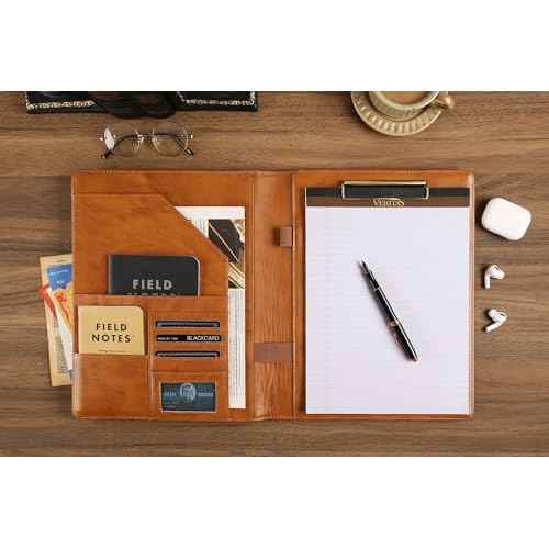 DUKE&COW Portfolio Binder - Personlized Clipboard Folio Compact Padfolio Engraved Leather Portfolio Legal Pad Holder, Ideal Padfolio for Men - Brown